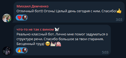 Два коротких отзыва пользователей об ИИ-тренере