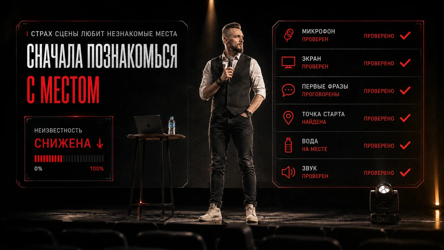 Страх сцены любит незнакомые места