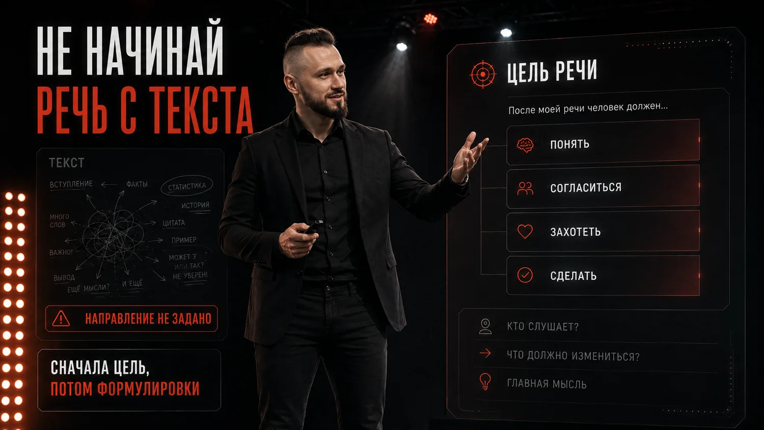 Не начинай речь с текста