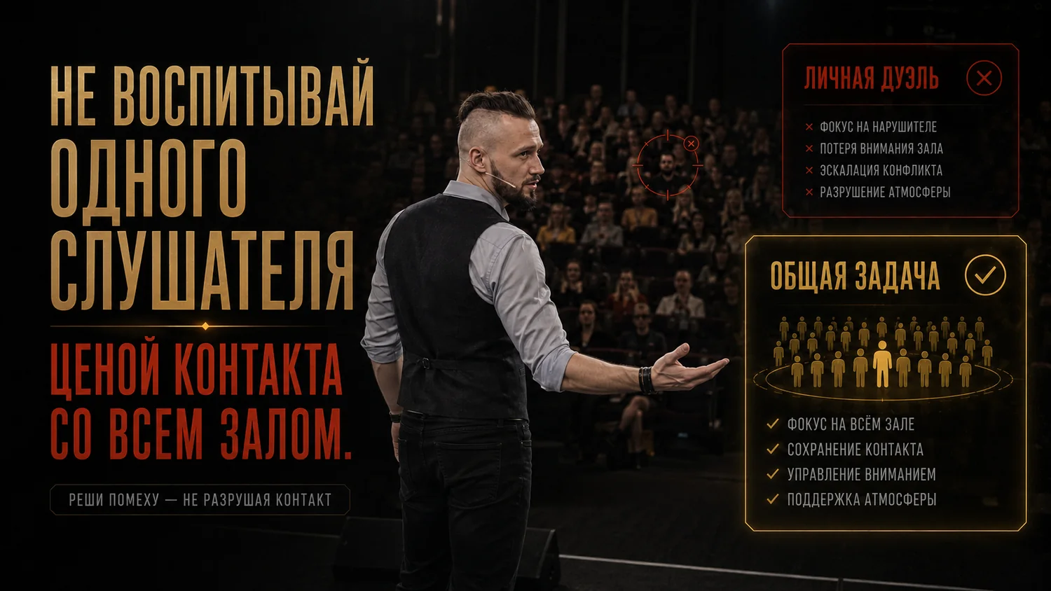 Не воспитывай одного слушателя ценой контакта со всем залом