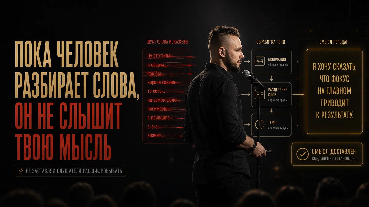 Пока человек разбирает твои слова, он не слышит твою мысль